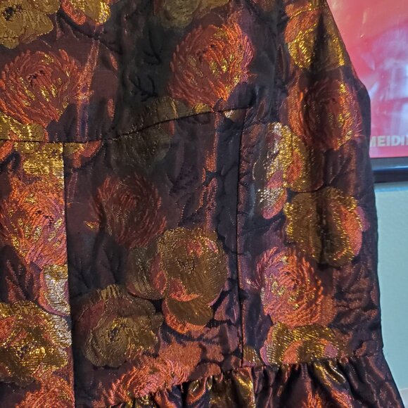 J. Crew Floral Jacquard Brodcade Sleeveless A Line Dress Orange Red Yellow - Picture 12 of 12